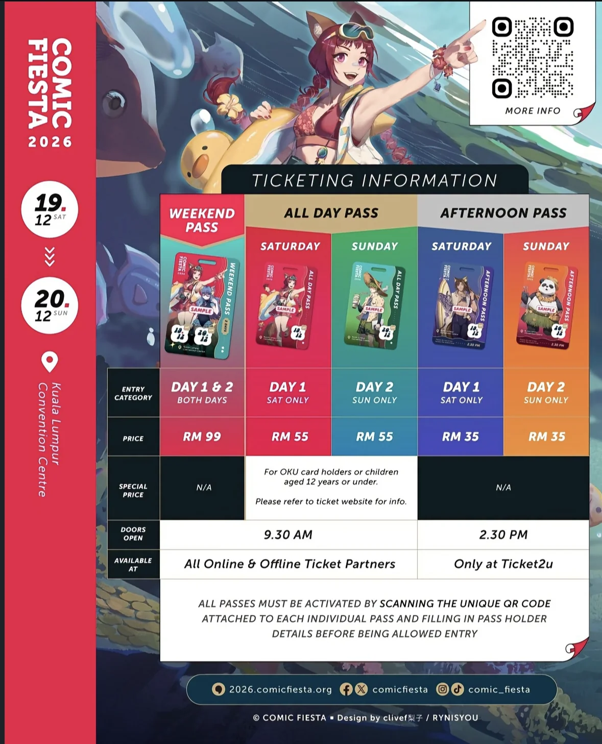 Comic Fiesta 2026 ticket information poster.