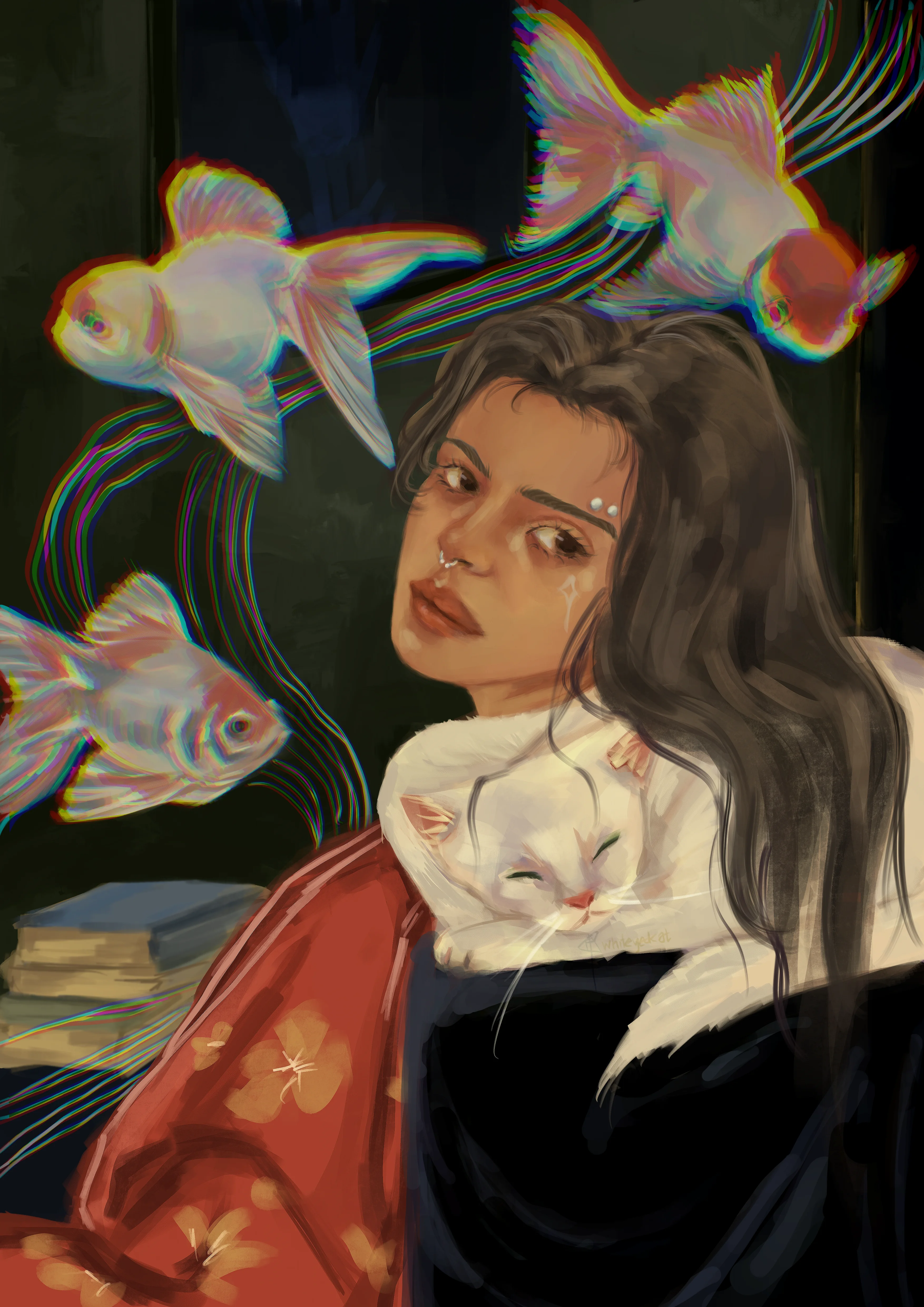 Painterly portrait artwork for d_leted, a Malaysian post-hardcore band collaboration.