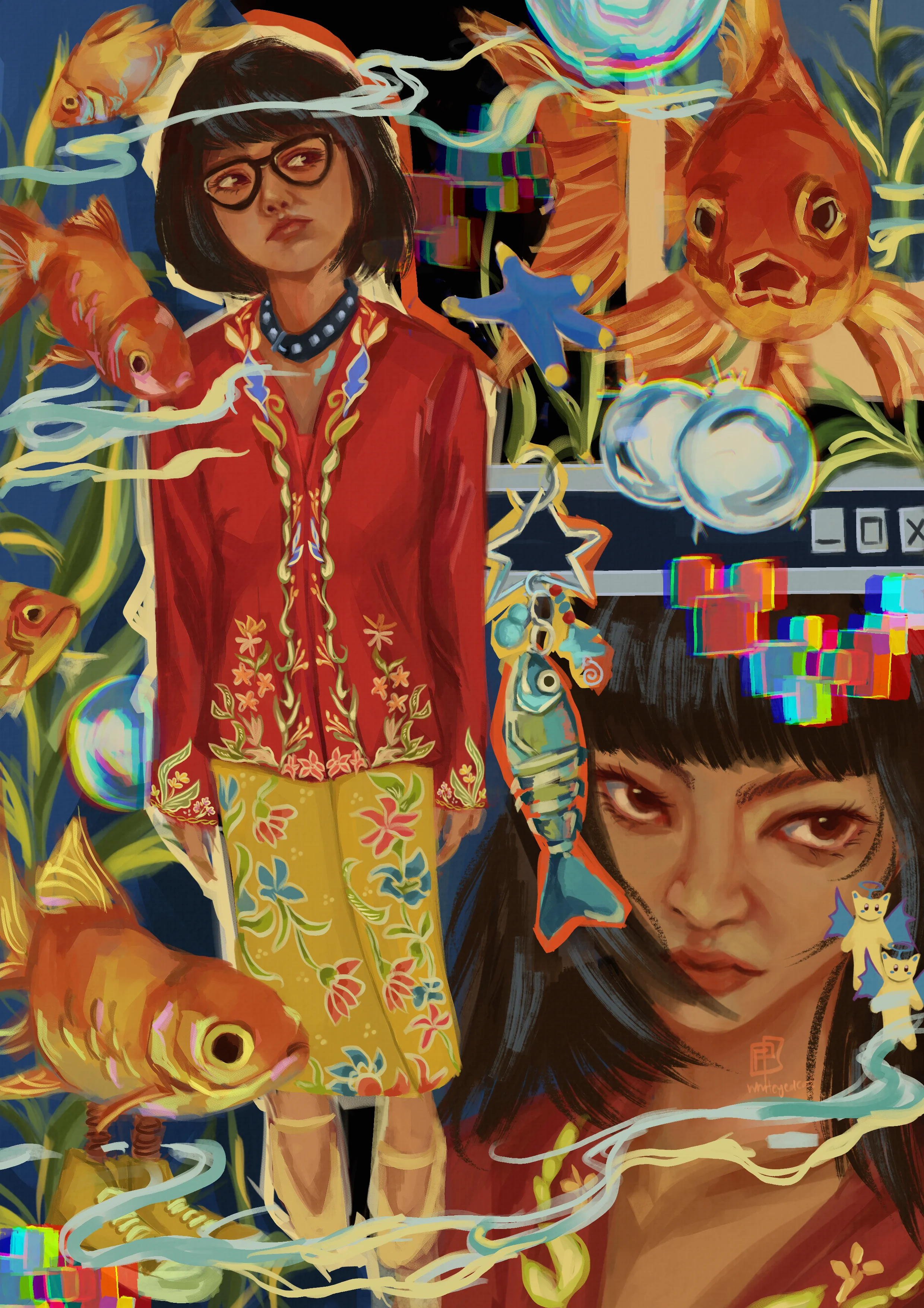 Artwork titled "Girl With Fish In Converse".
