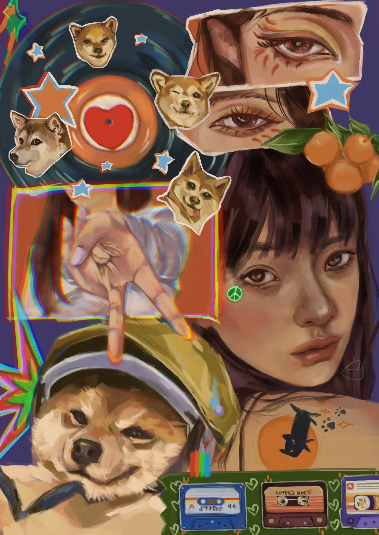 Full vertical Mossery cover illustration by whiteyedcat with cats and expressive hand-drawn details.